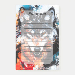 Abstrakter wilder Wolf-Geist Post-it Klebezettel