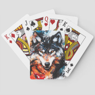 Abstrakter wilder Wolf-Geist Spielkarten