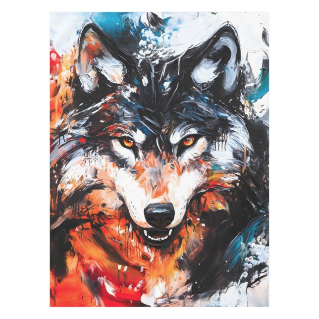 Abstrakter wilder Wolf-Geist Tischdecke (Vorderseite)
