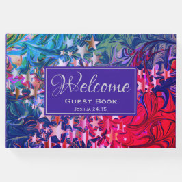 ABSTRAKTER Winter Lila | Weihnachtsstars | WILLKOM Gästebuch