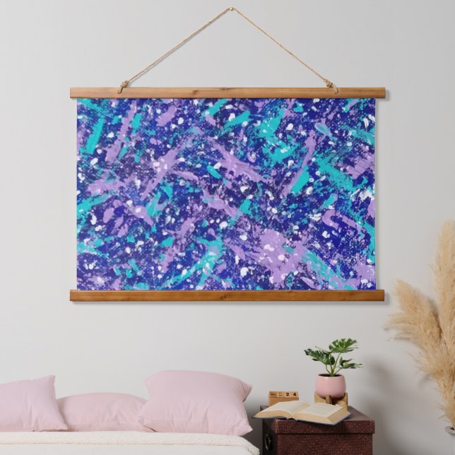 Abstrakter Winter Wandteppich Mit Holzrahmen (Schlafzimmer)
