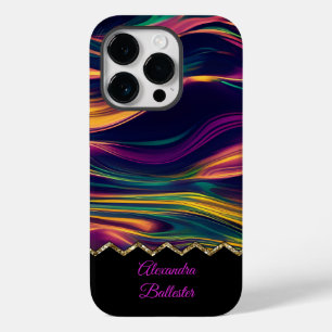 Abstrakter Wirbel Lila Gold Grün Pink Gelb Case-Mate iPhone 14 Pro Hülle