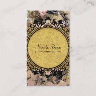 Abstrakter Wirbel Pink Schwarz & Gold Glam Grunge Visitenkarte