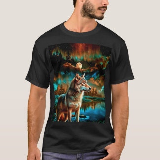 Abstrakter Wolf in Holz T-Shirt