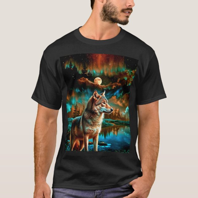 Abstrakter Wolf in Holz T-Shirt (Vorderseite)