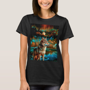 Abstrakter Wolf in Holz T-Shirt