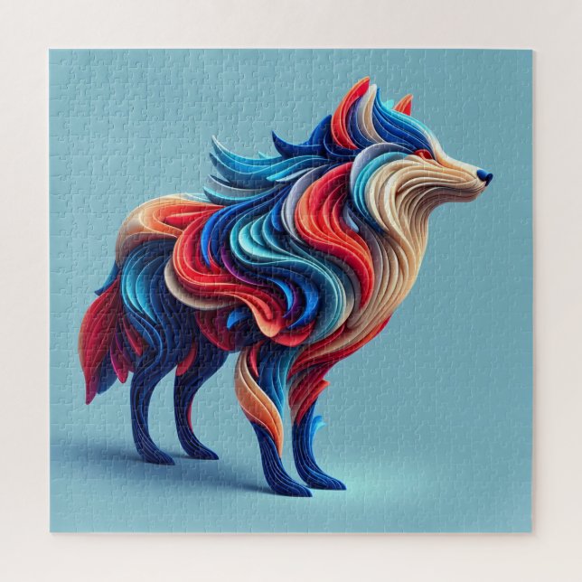 Abstrakter Wolf in mehreren Farben Puzzle (Vertikal)