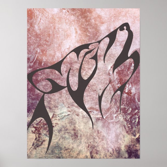 Abstrakter Wolf Print Poster (Vorne)