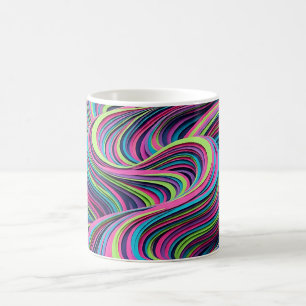 Abstrakter Wüsten-Dünen-Neon-Wellen-Kaffeebecher Kaffeetasse