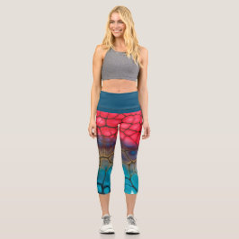 Abstrakter Yoga/Übung Hoch gebadet Capri Leggings