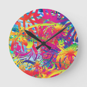 Abstrakter Zaubergarten Runde Wanduhr