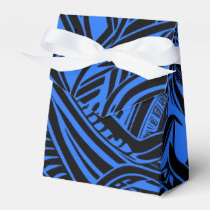 Abstrakter Zaun aus schwarzen und blauen Stämmen Geschenkschachtel
