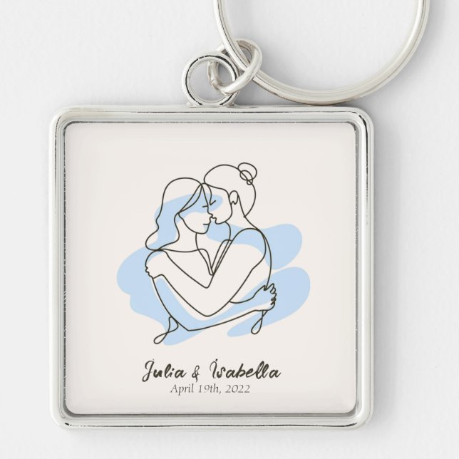 Abstrakter Zeichn von Lesben Personalisiert Schlüsselanhänger (Vorne)
