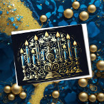 Abstrakter Zeichn von Menorah Gold Blue Feiertagskarte<br><div class="desc">Unterkunft thematisch von Umua entworfen. Gedruckt und ausgeliefert von Zazzle oder ihren Partnern.</div>