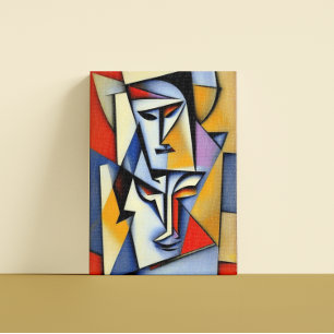 Abstrakter Zen-Cubist-Druck auf Leinwand