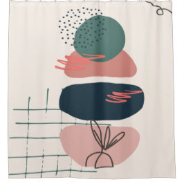 Abstrakter Zen in roter Farbe Duschvorhang