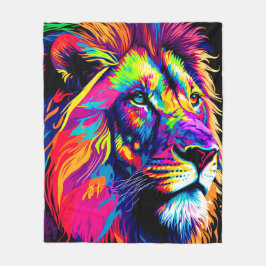 Abstraktes 3D-Lion-Portrait Digitale Kunst Fleecedecke