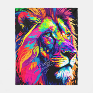 Abstraktes 3D-Lion-Portrait Digitale Kunst Fleecedecke