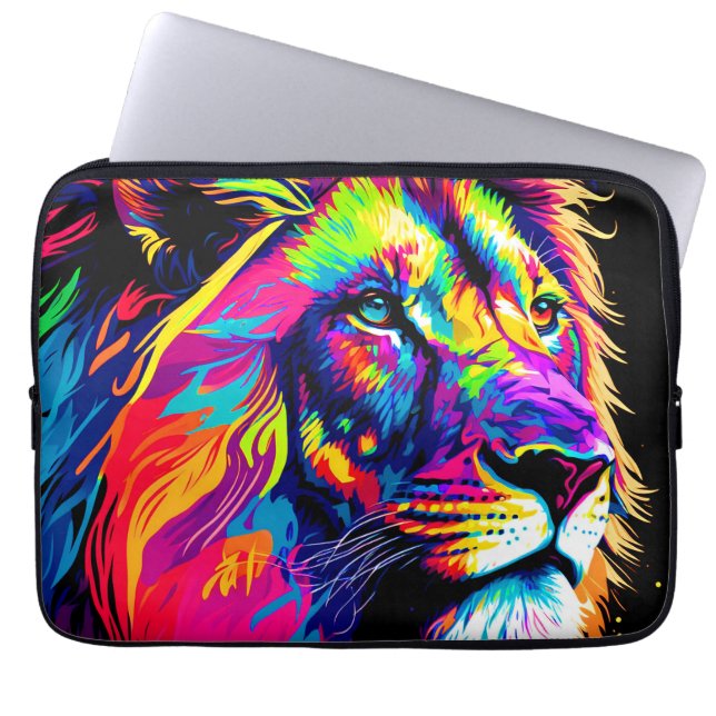 Abstraktes 3D-Lion-Portrait Digitale Kunst Laptopschutzhülle (Vorderseite)