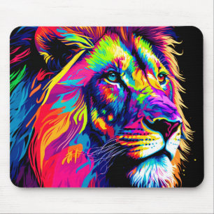 Abstraktes 3D-Lion-Portrait Digitale Kunst Mousepad