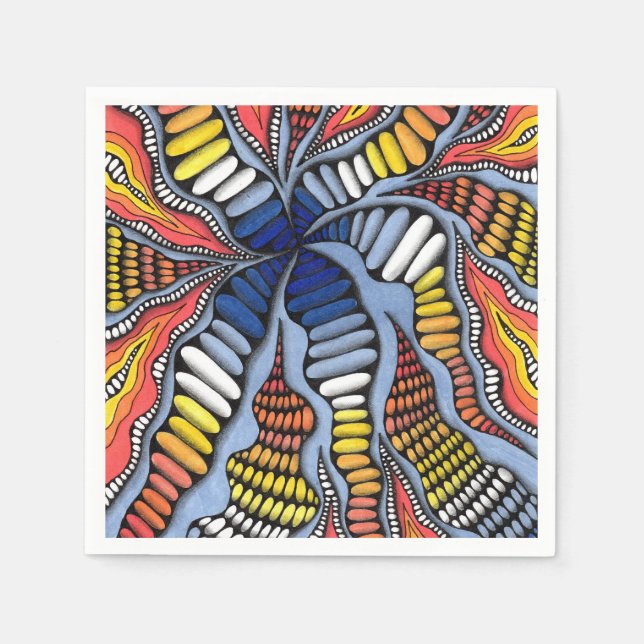 Abstraktes 3D-Organisches-Wellen-Zentangle-Muster- Serviette (Vorderseite)