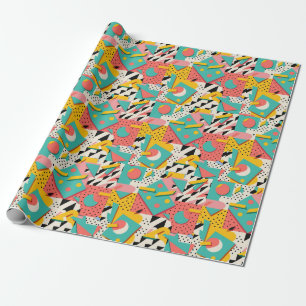 Abstraktes 80er 90er Retro-Themen-Wrap-Papier Geschenkpapier