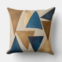 abstraktes abgestuftes Kupfer-, Blau- und Golddrei Kissen