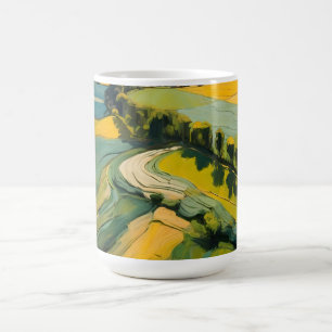Abstraktes Ackerland und Grünes Weideland Kaffeetasse