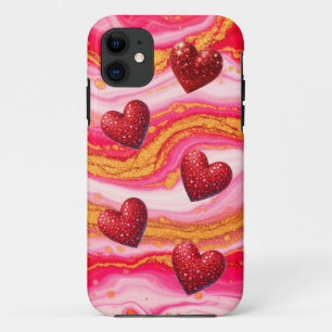 Abstraktes Acryl-Guss-Glitter-Herz Case-Mate iPhone Hülle