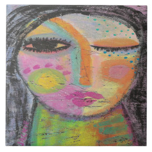 Abstraktes Acrylgemälde am Tag auf der OSB-Platine Fliese