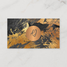 Abstraktes Acrylgemälde, schwarz mit Monogramm