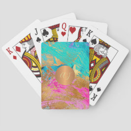 Abstraktes Acryllackgold mit Monogramm Spielkarten