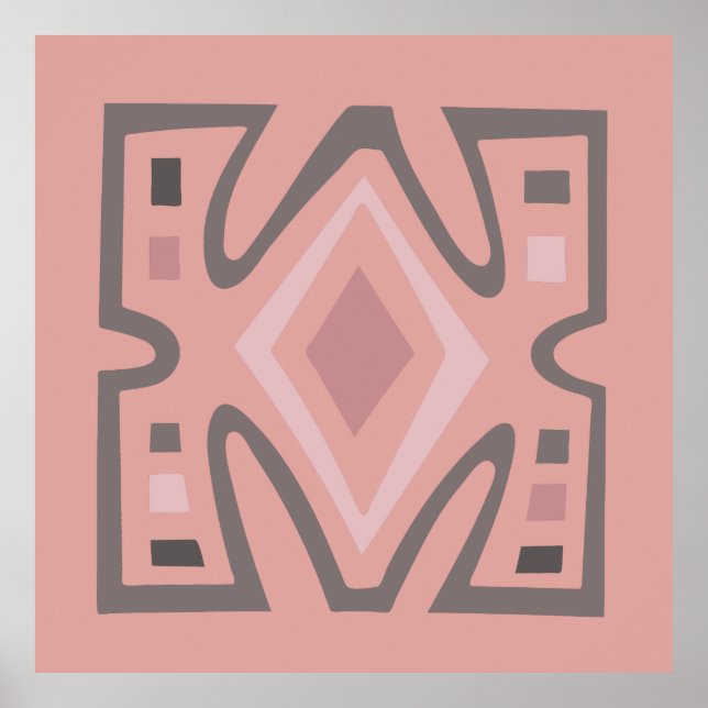 Abstraktes afrikanisches geometrisches Stammmuster Poster (Vorne)