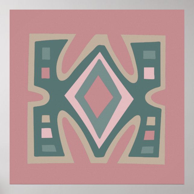 Abstraktes afrikanisches geometrisches Stammmuster Poster (Vorne)