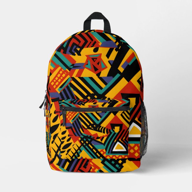 Abstraktes afrikanisches Muster Bedruckter Rucksack (Vorderseite)