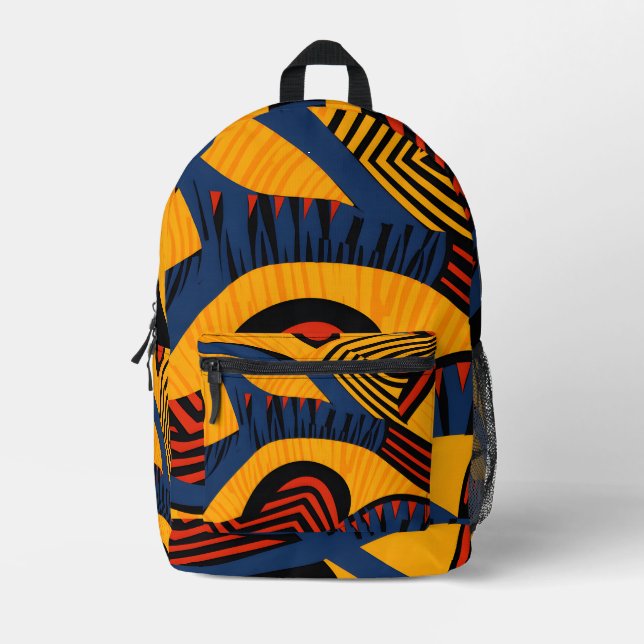 Abstraktes afrikanisches Muster Bedruckter Rucksack (Vorderseite)