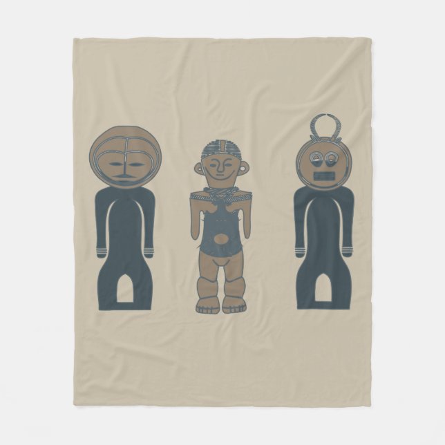 Abstraktes afrikanisches Stammesportrait Fleecedecke (Vorderseite)