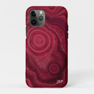 Abstraktes Agate-Muster für tiefe Rose mit Monogra Case-Mate iPhone Hülle