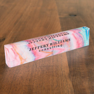 Abstraktes Agate Stone Muster Namensplakette