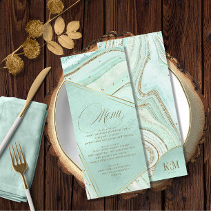 Abstraktes Agate Wedding Menu V2 Mint ID827 Menükarte