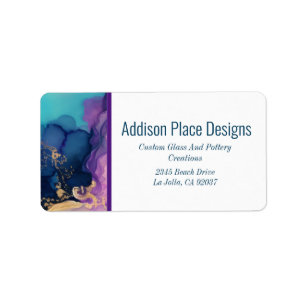 Abstraktes Alcohol Ink Fluid Art Address Label Adressaufkleber