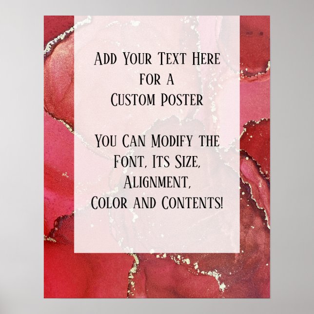 Abstraktes Alkoholtupfer im Rot & Gold Kunst, Dich Poster (Vorne)