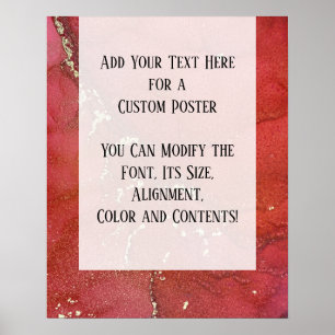 Abstraktes Alkoholtupfer im Rot & Gold Kunst, Dich Poster