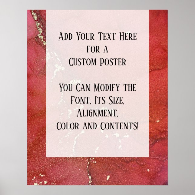 Abstraktes Alkoholtupfer im Rot & Gold Kunst, Dich Poster (Vorne)