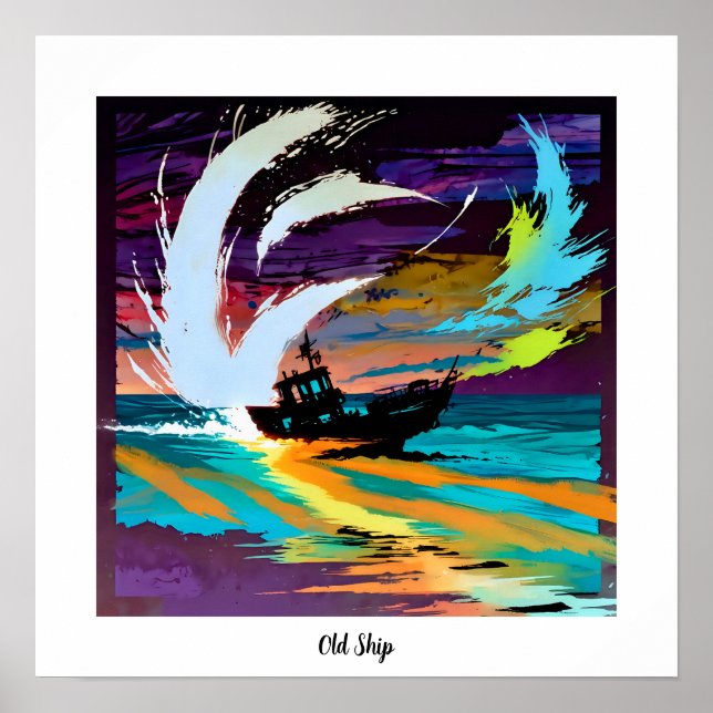 Abstraktes altes Schiff Poster (Vorne)