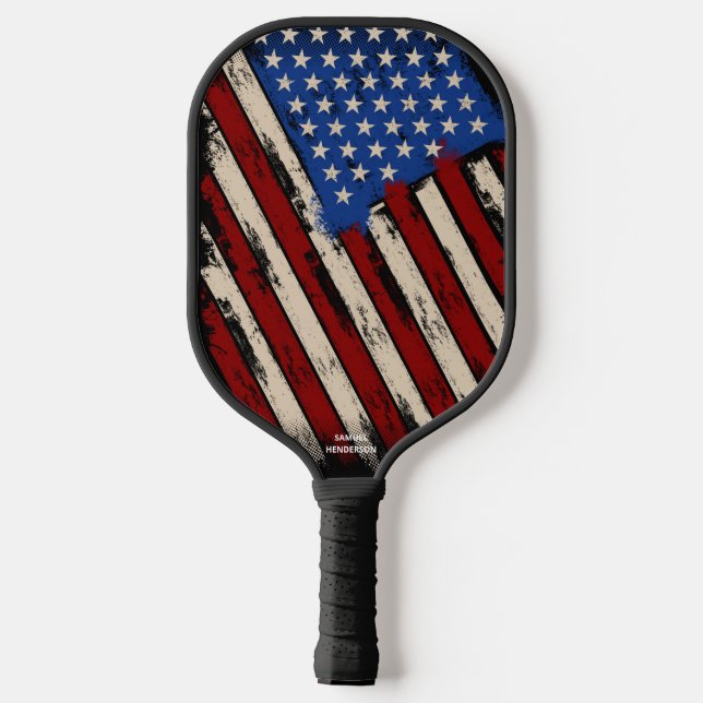 Abstraktes amerikanisches Flag, benutzerdefinierte Pickleball Schläger (Rückseite)
