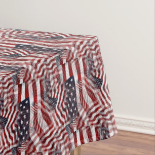 Abstraktes Amerikanisches Rot-Weiß-Blau-Flaggen-Mo Tischdecke