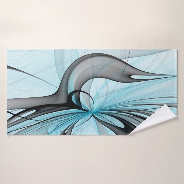 Abstraktes Anthracite Grau Blau Modernes Fraktal K Badehandtuch (Badehandtuch)