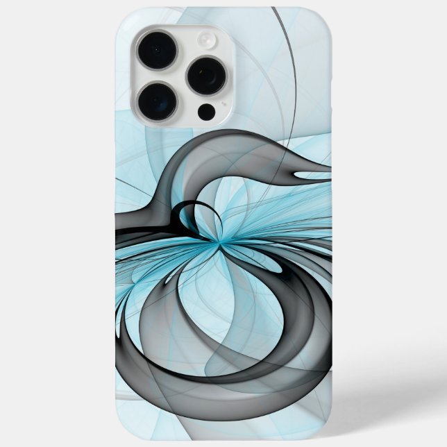 Abstraktes Anthracite Grau Blau Modernes Fraktal K Case-Mate iPhone Hülle (Rückseite)