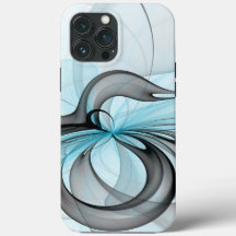 Abstraktes Anthracite Grau Blau Modernes Fraktal K